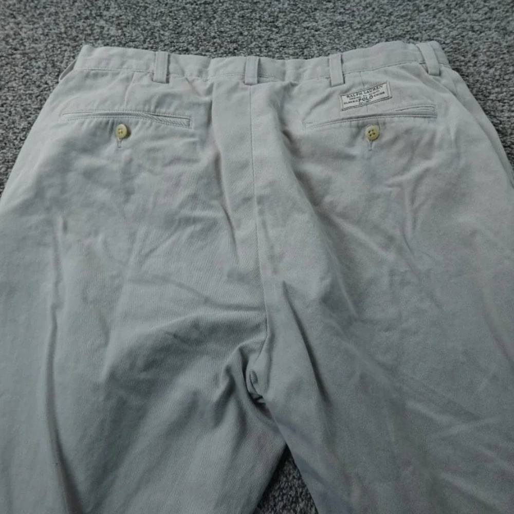 VTG Polo Ralph Lauren Pants Mens 34X30 Beige Chino Trouser‎ Flat Front Preppy